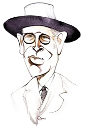 William Butler Yeats, poeta e drammaturgo irlandese (1865-1939); caricatura